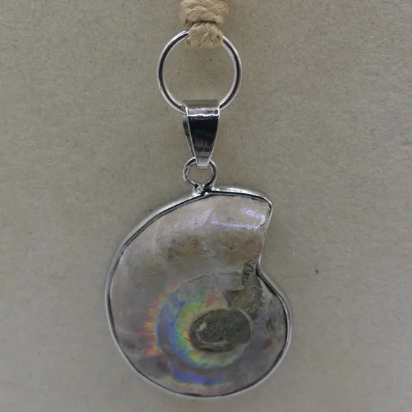 Aura Ammonite Pendant on Adjustable Rope - Picture 3 of 7